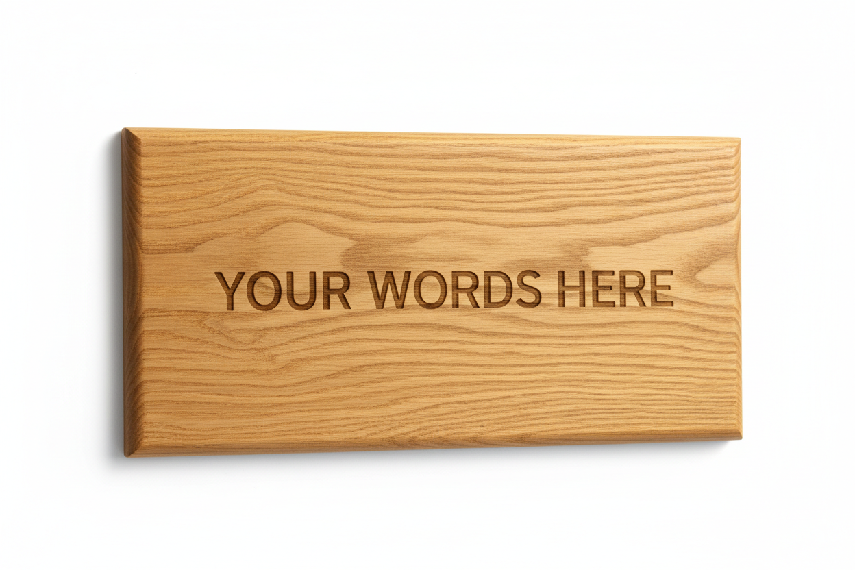 Personalised oak wood plaque with custom engraving