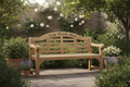 Wooden garden bench with personalised engraving on the top backrest slat