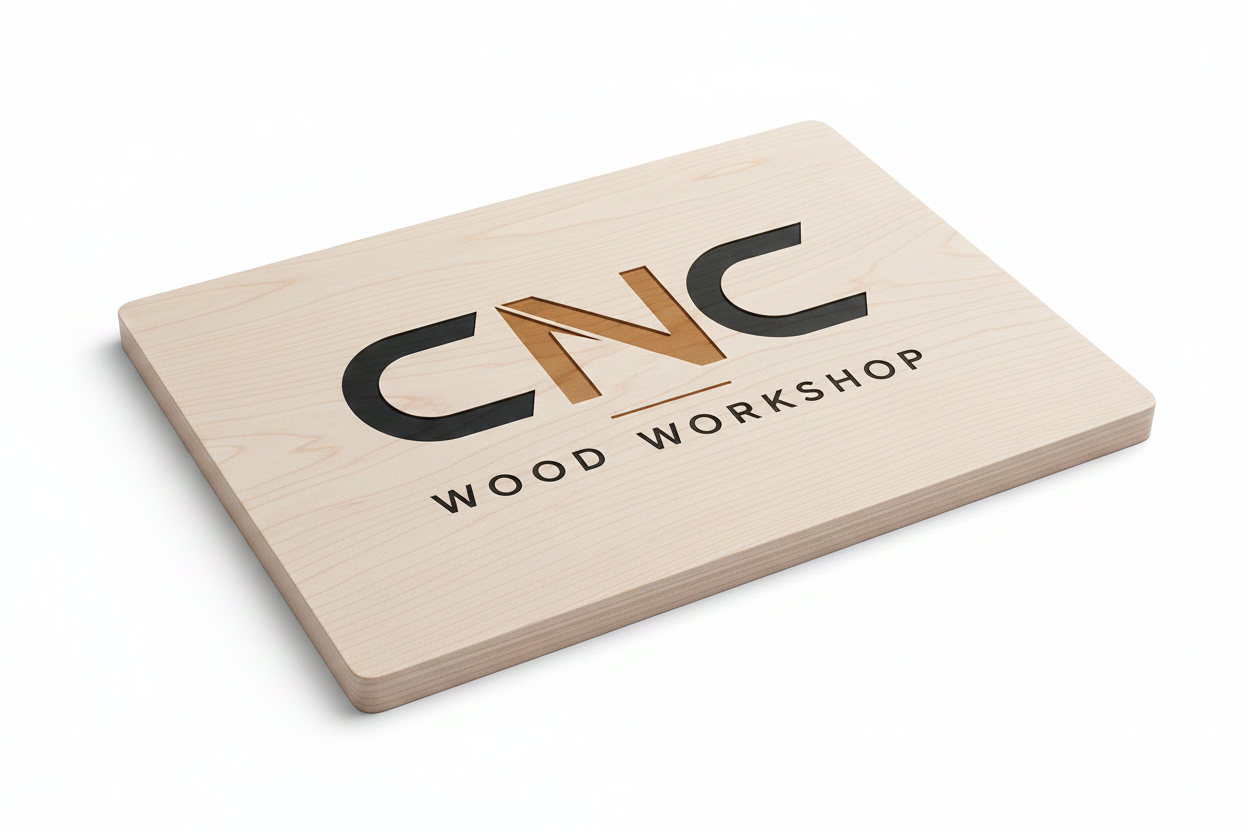 Ash wood plaque with CNC Wood Workshop logo engraved